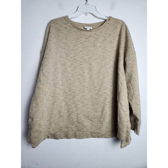 J. Jill Fit Women Beige Brown Cotton Boxy/Sqaured Crew Neck Sweater size 2X - Picture 1 of 9